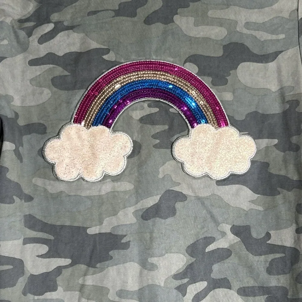 Children's Place Camo Rainbow Sequin Lightweight Jacket Girls Size 10/12